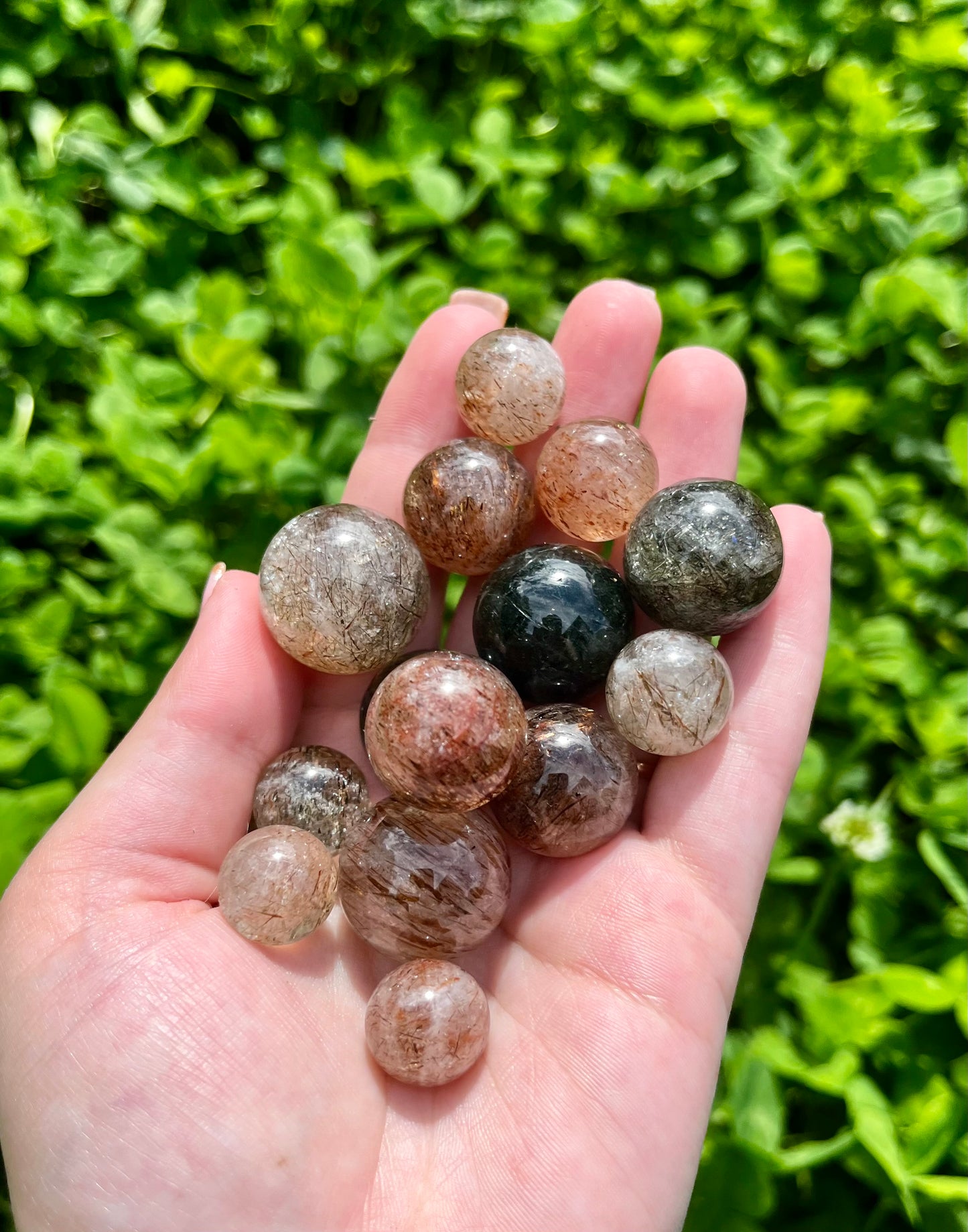 Mix rutilated quartz mini spheres