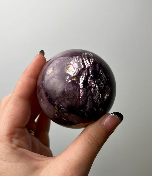 Purple mica gem lepidolite sphere