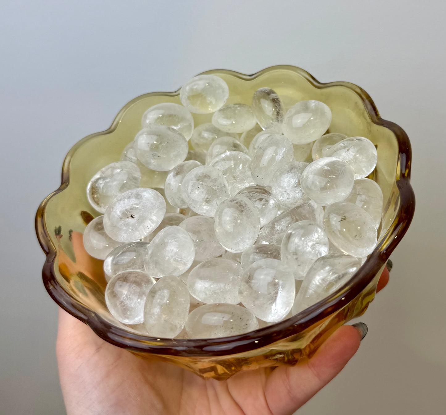Clear quartz tumbles