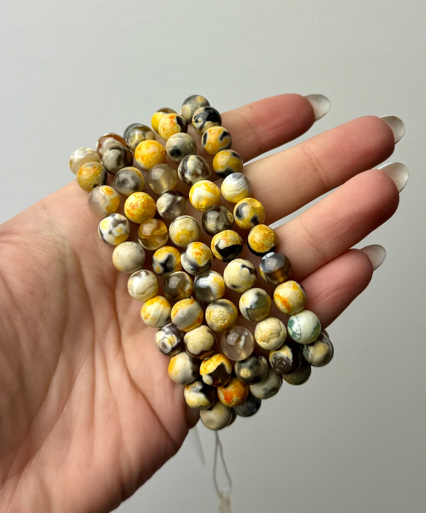 Dyed yellow orca agate bracelets