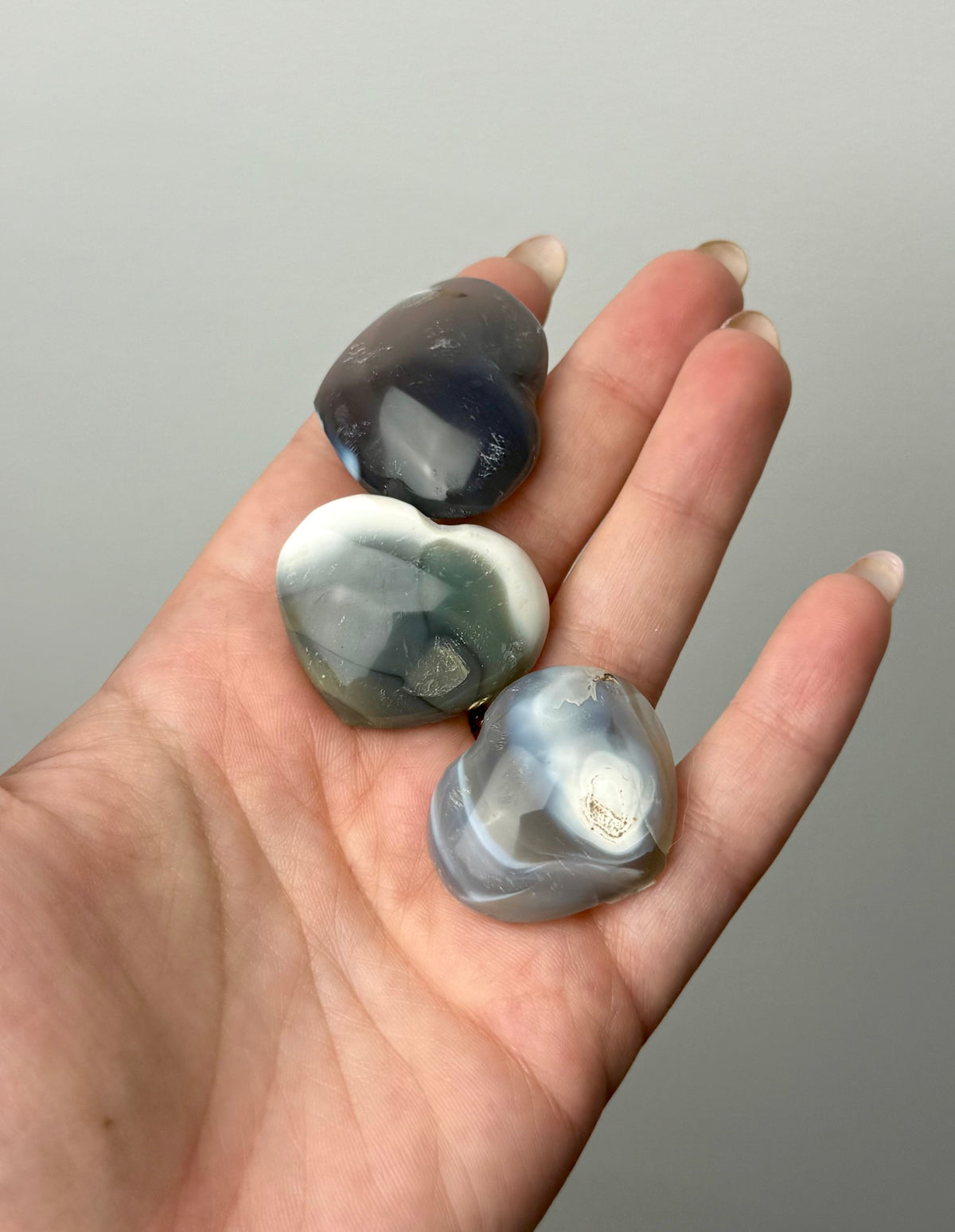 Orca agate heart carvings