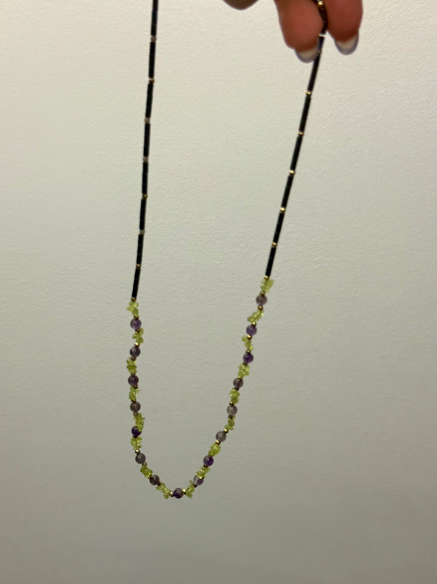 Hematite peridot amethyst necklace thrifted find