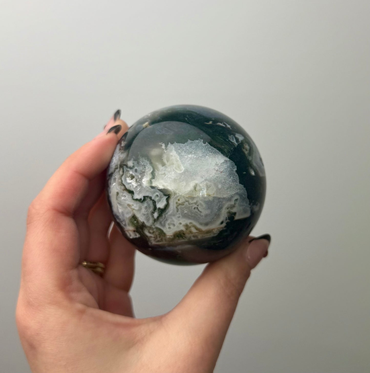 Moss agate sphere