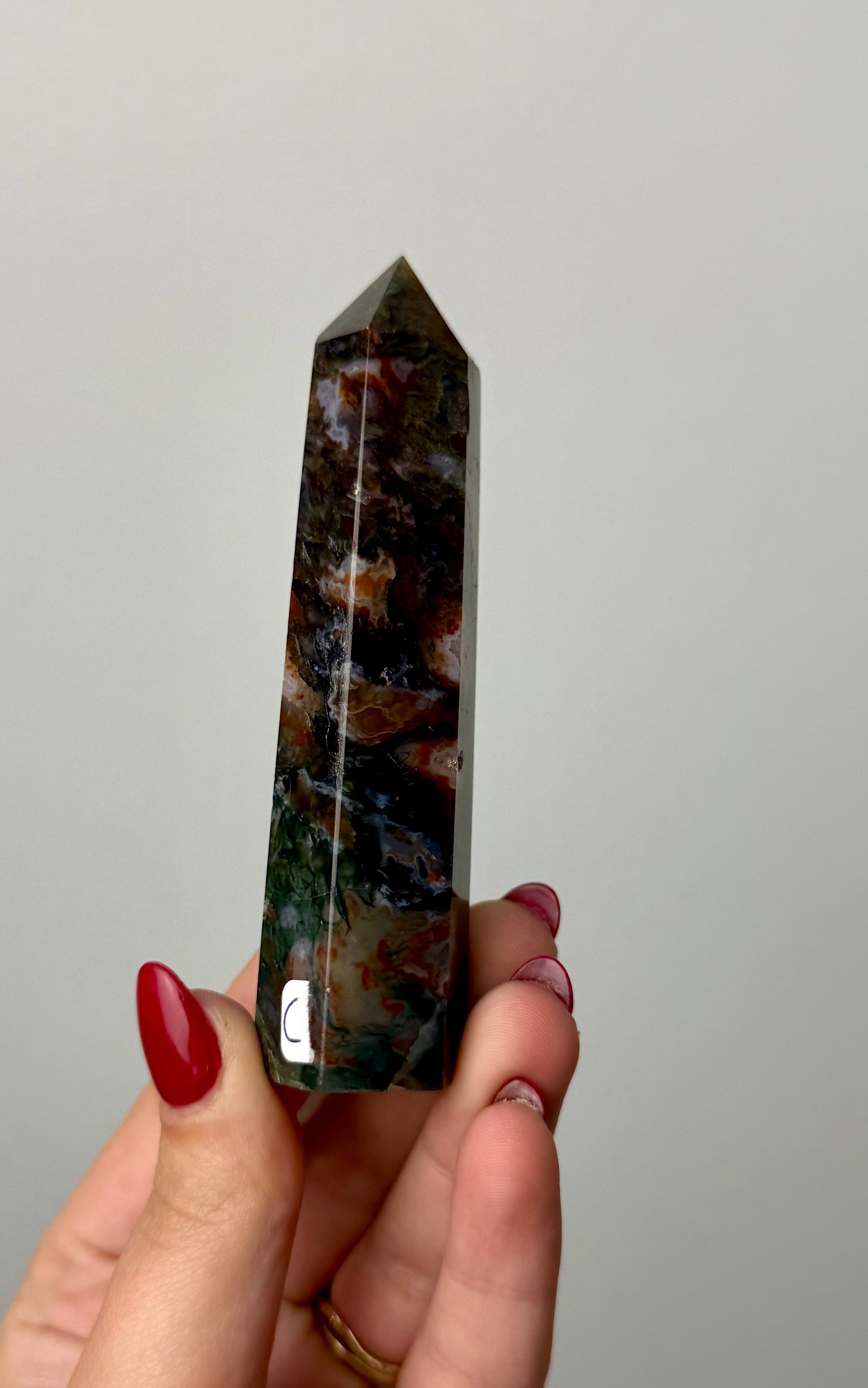 Dyed moss agate tower C