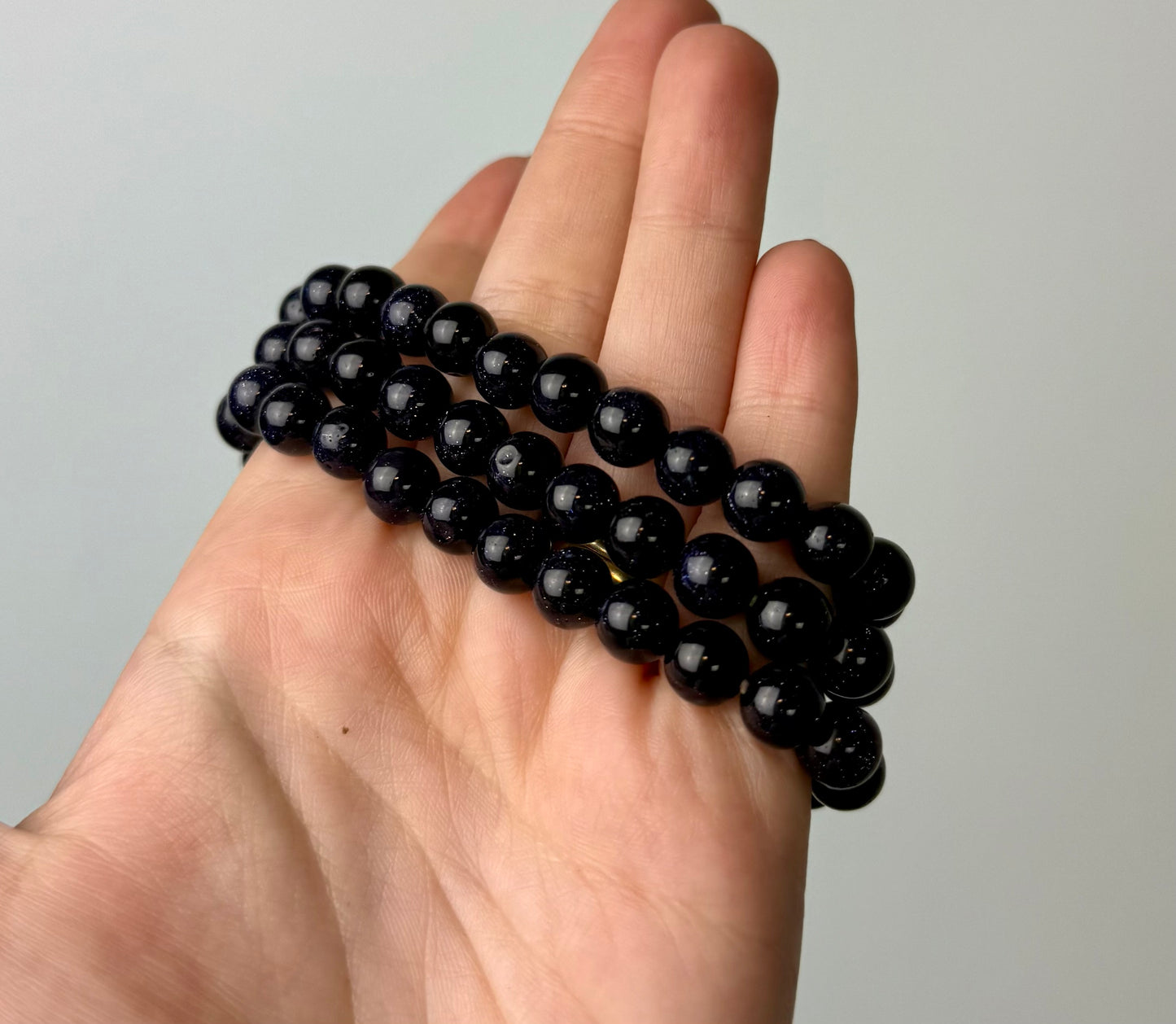 Man made material blue goldstone bracelets
