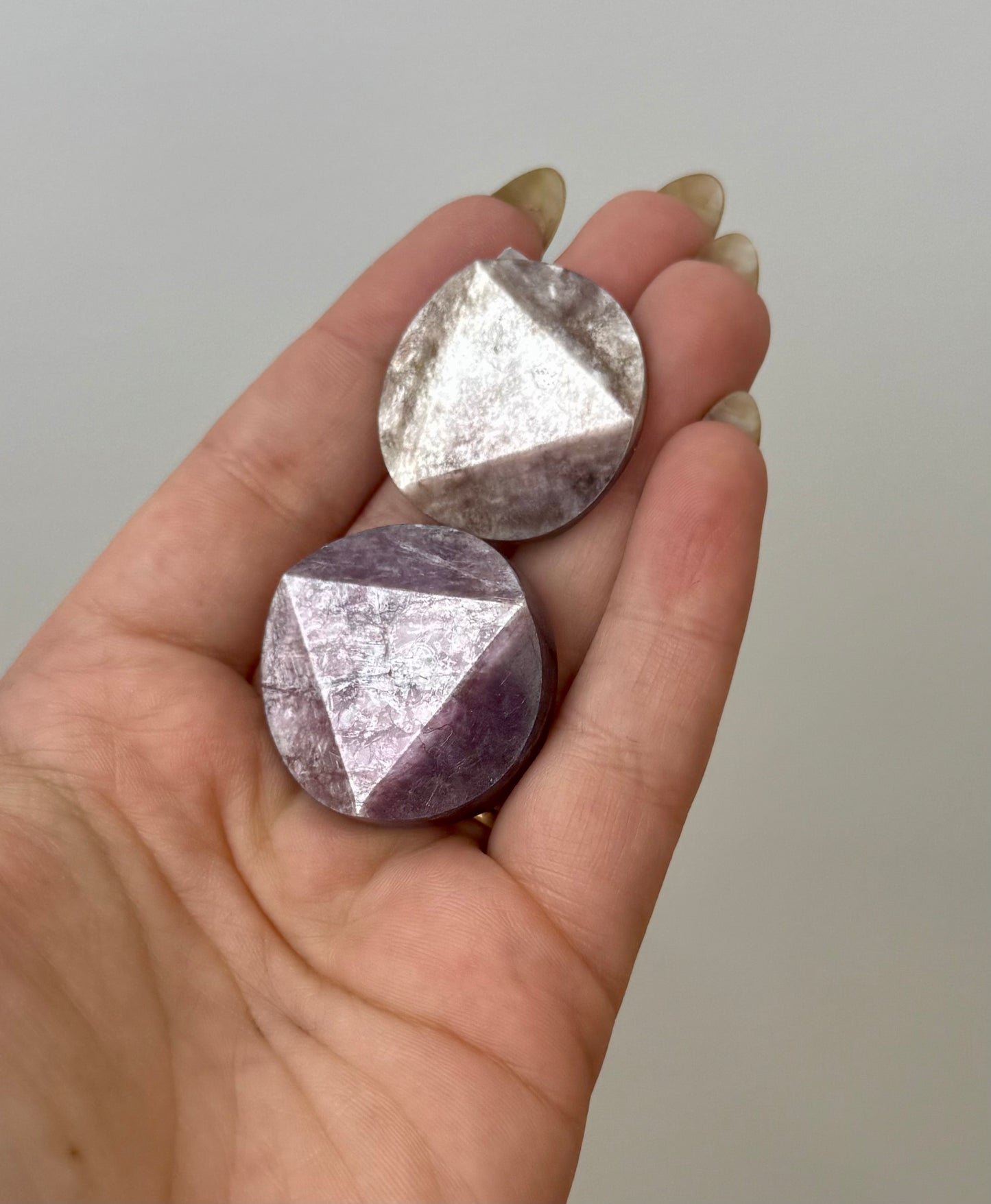 Gem lepidolite/purple mica carvings
