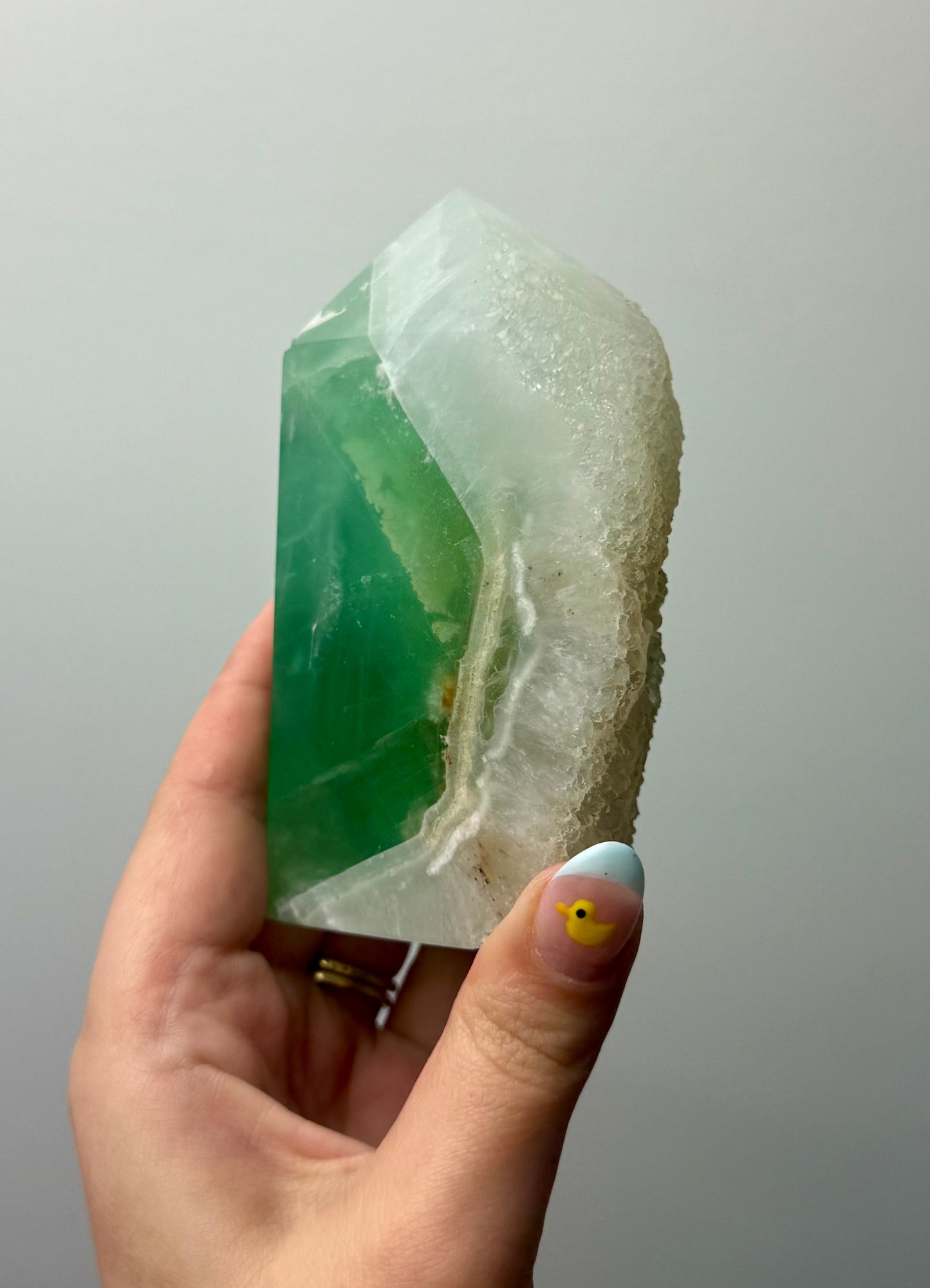 Half raw fluorite tower