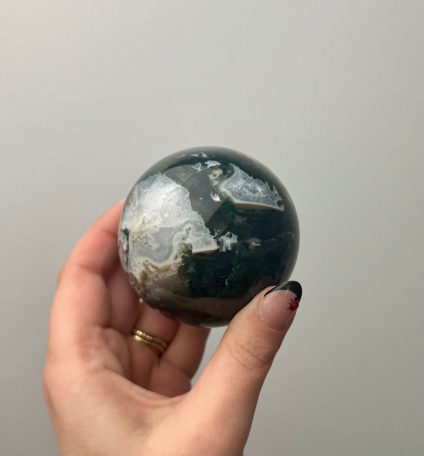 Moss agate sphere