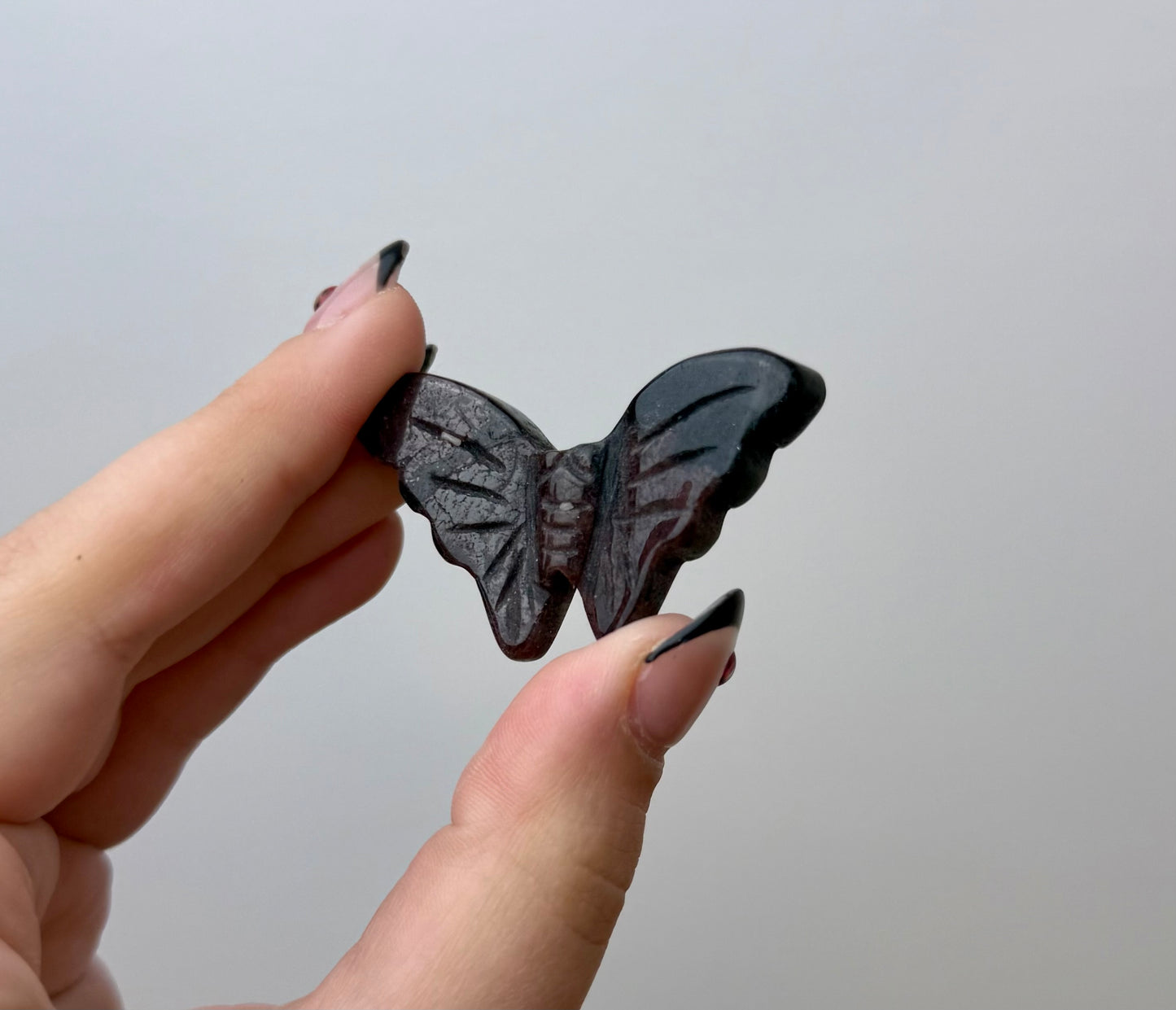 Garnet butterfly carving