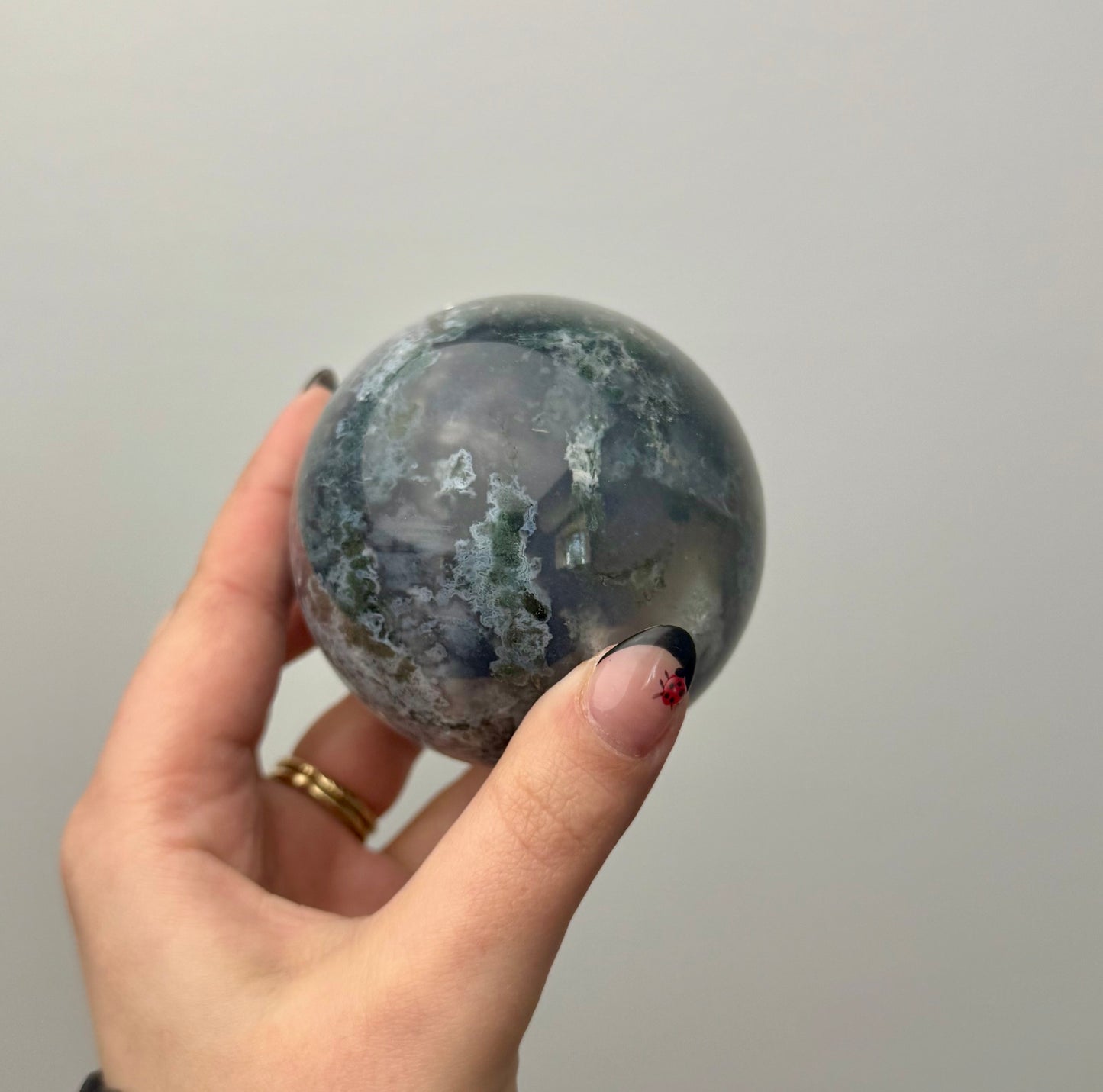 Moss agate sphere