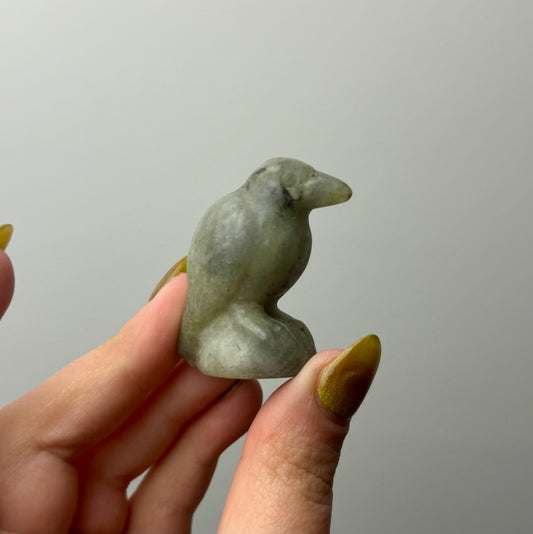 Labradorite raven carving