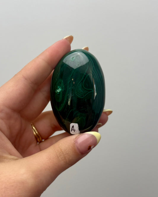 Malachite palm stone A