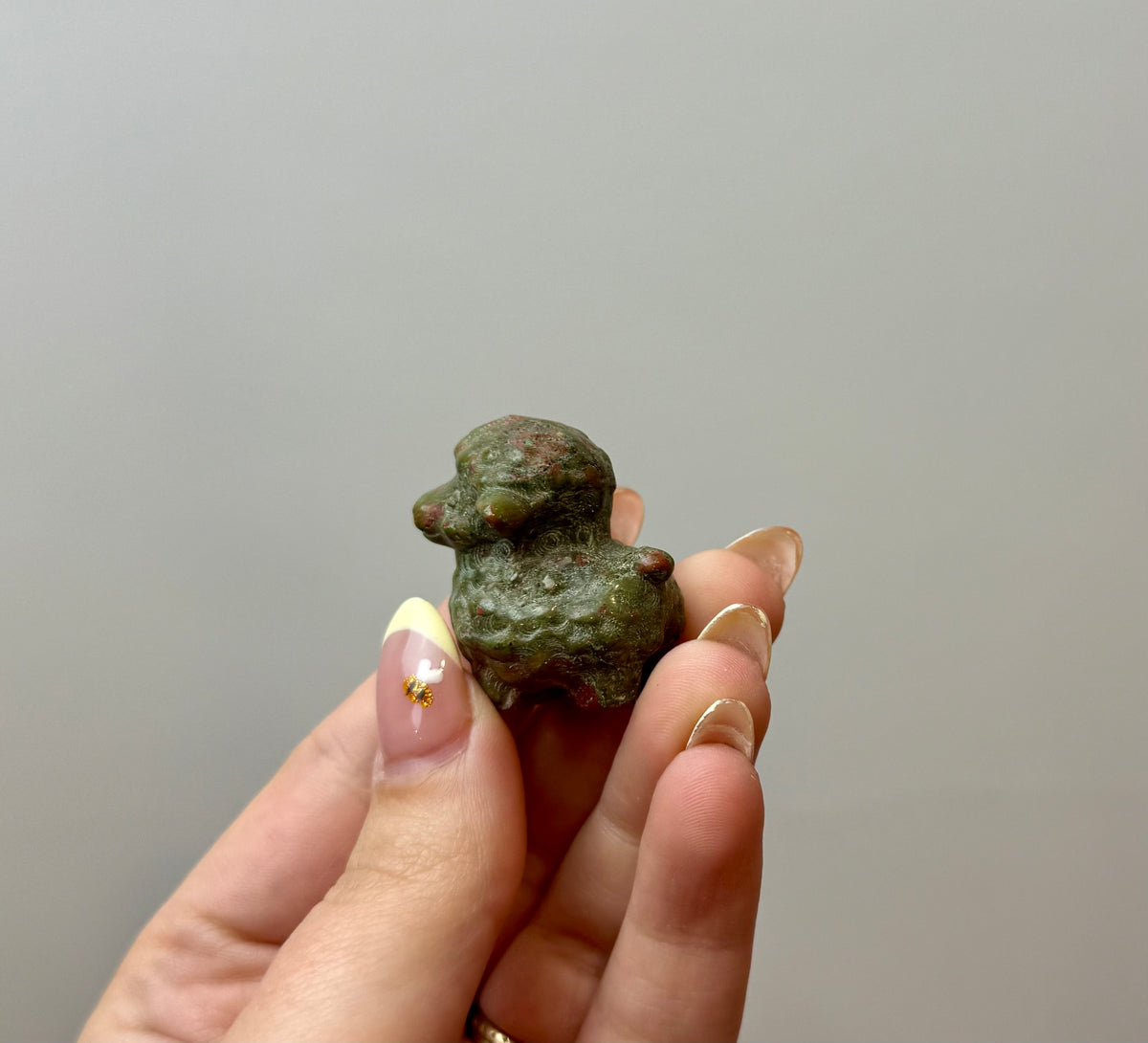 Unakite sheep carving