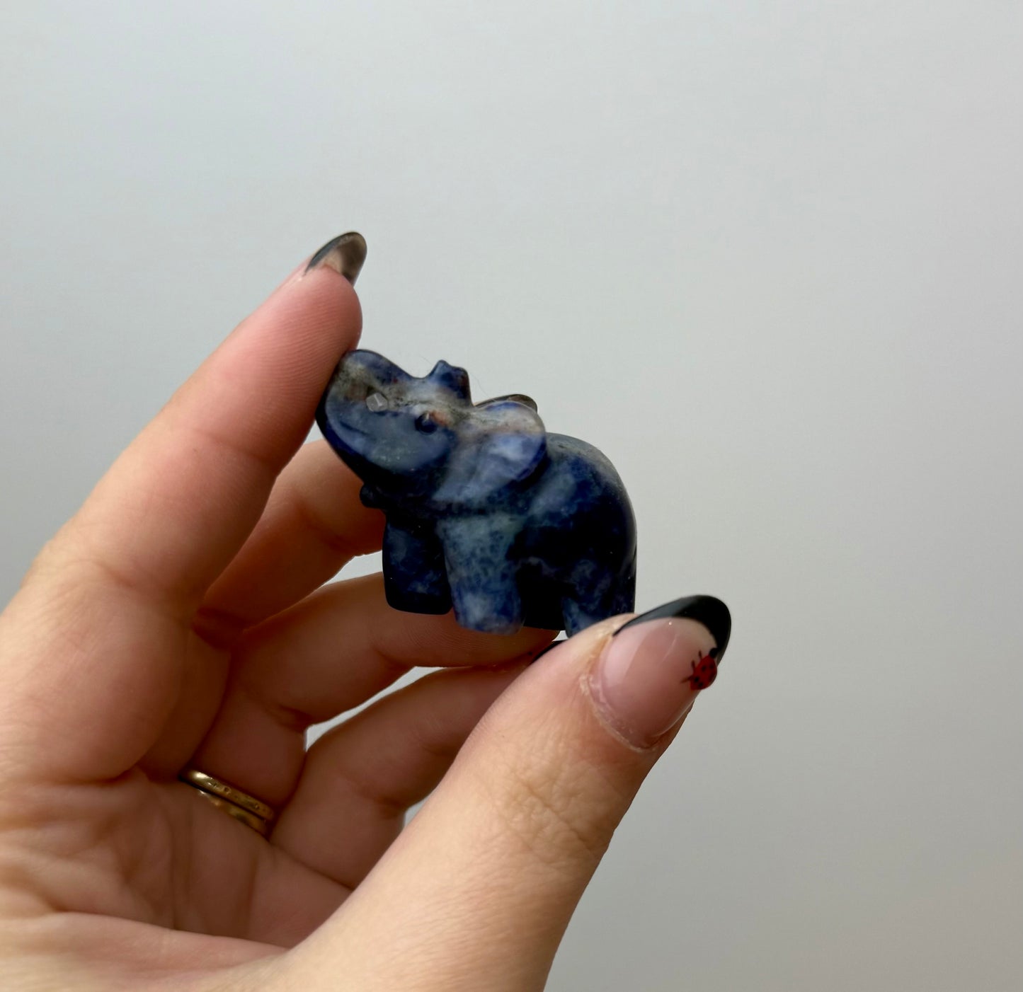 Sodalite elephant carving