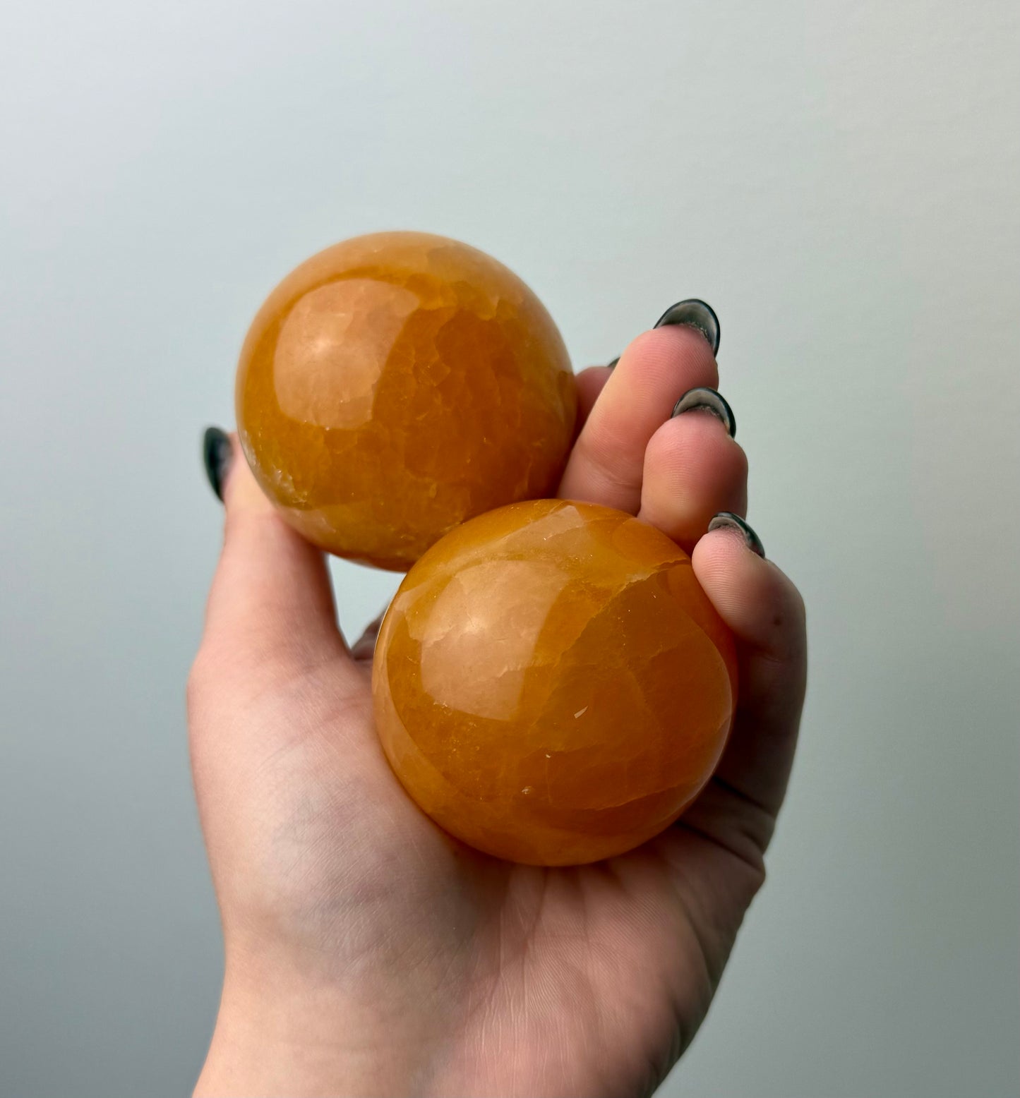 Orange calcite spheres