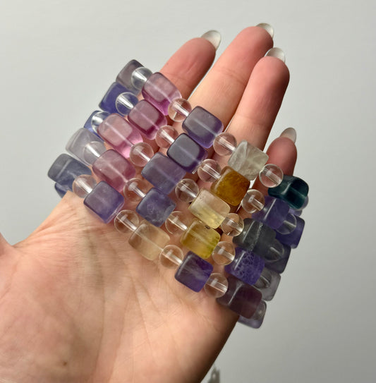 Cube fluorite bracelets