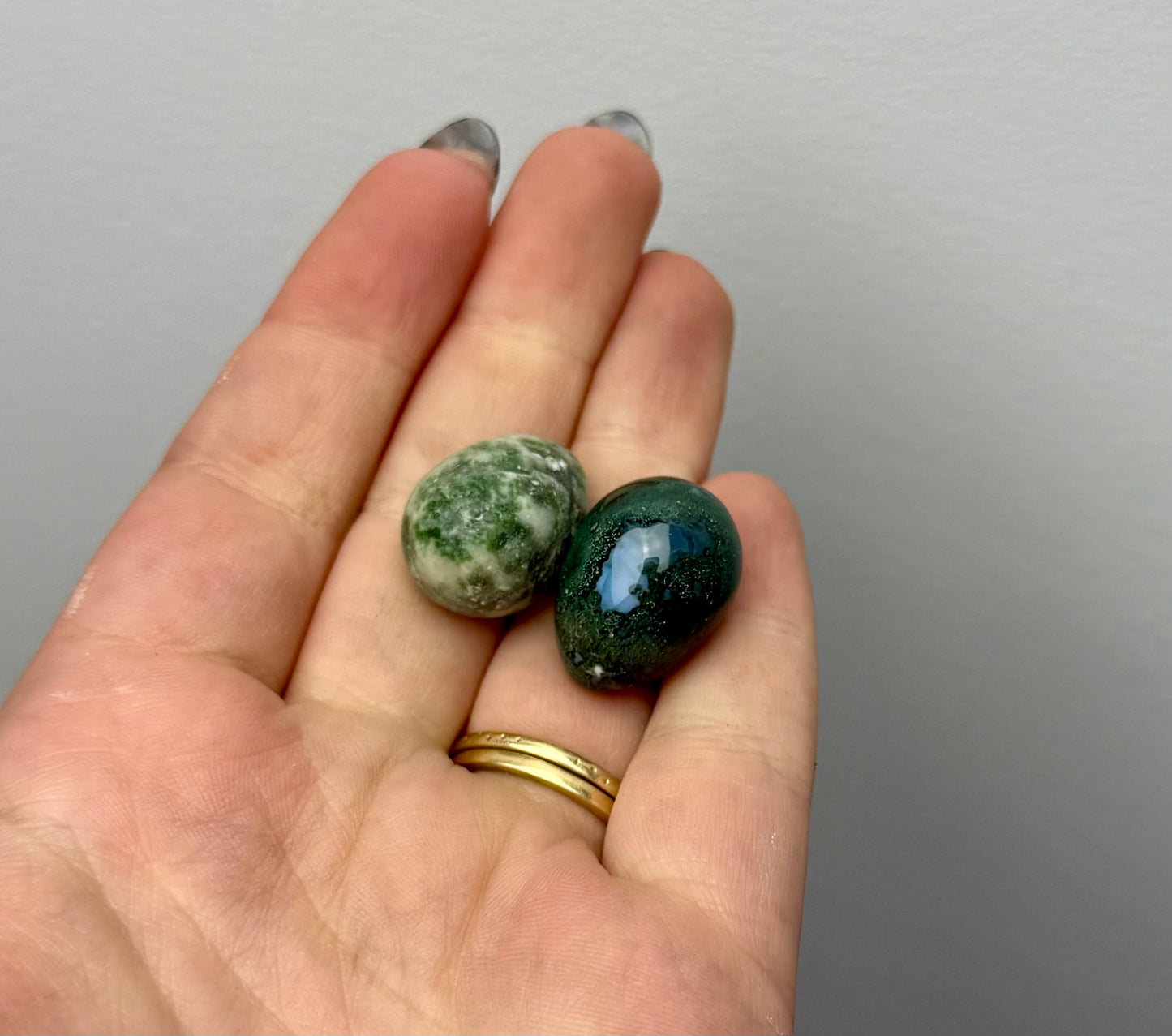 Moss agate mini eggs