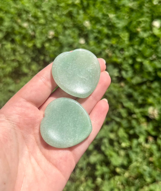 Green aventurine heart worry stones