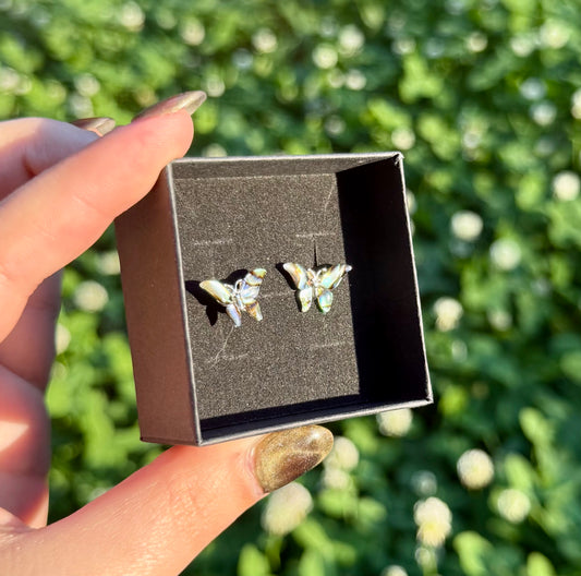 Abalone shell butterfly earrings thrifted find