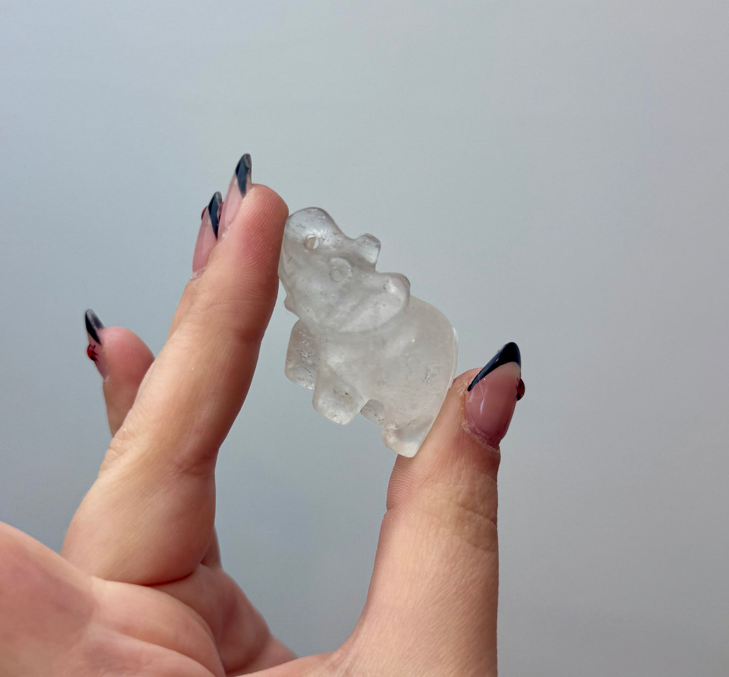 Clear quartz elephant carving
