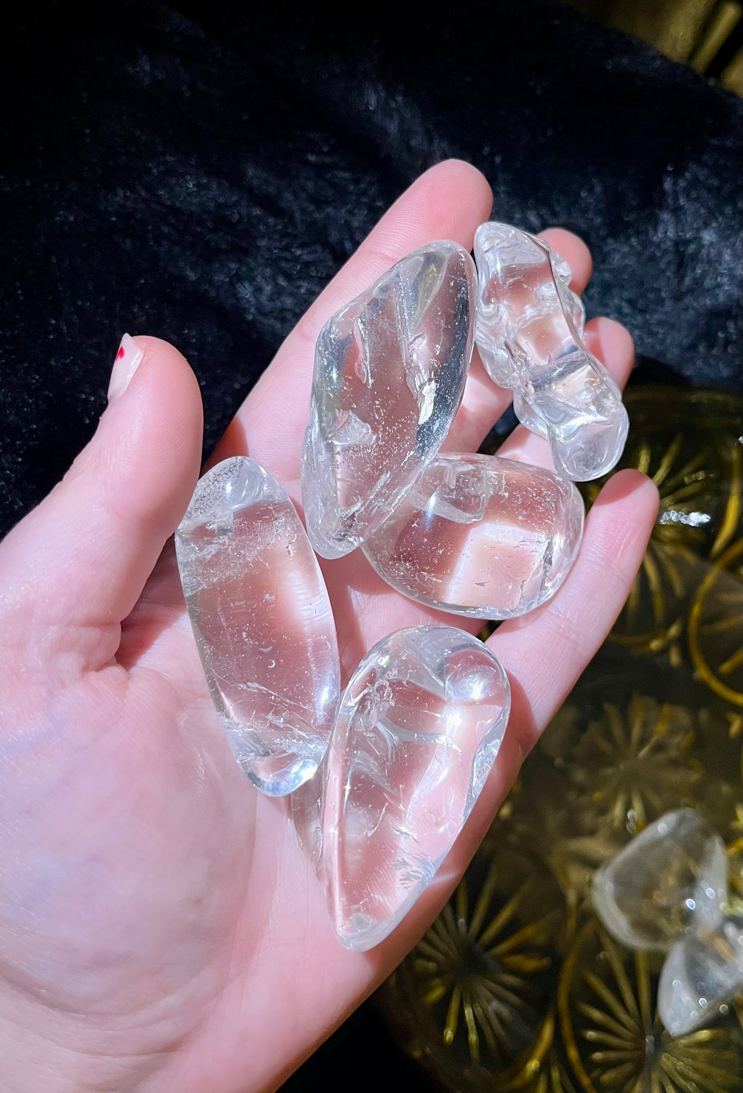 Clear quartz tumbles