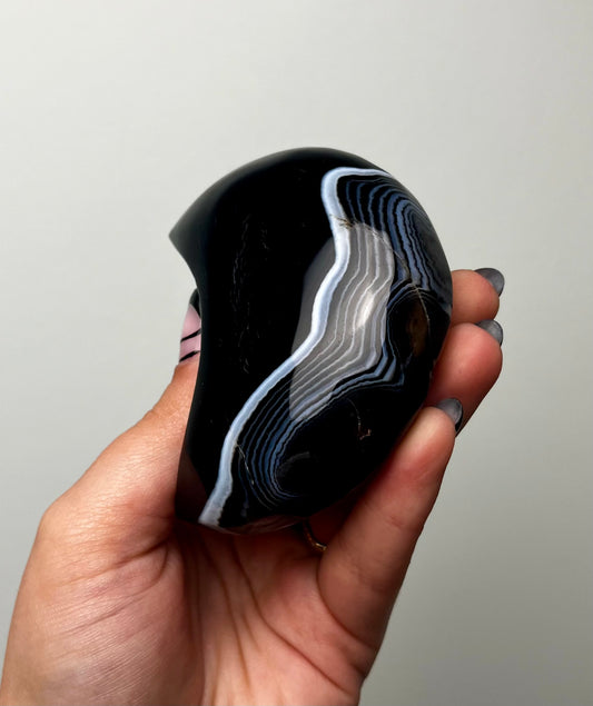 Black agate moon carving