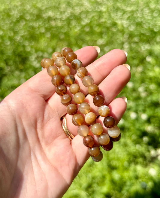 Brown agate bracelets