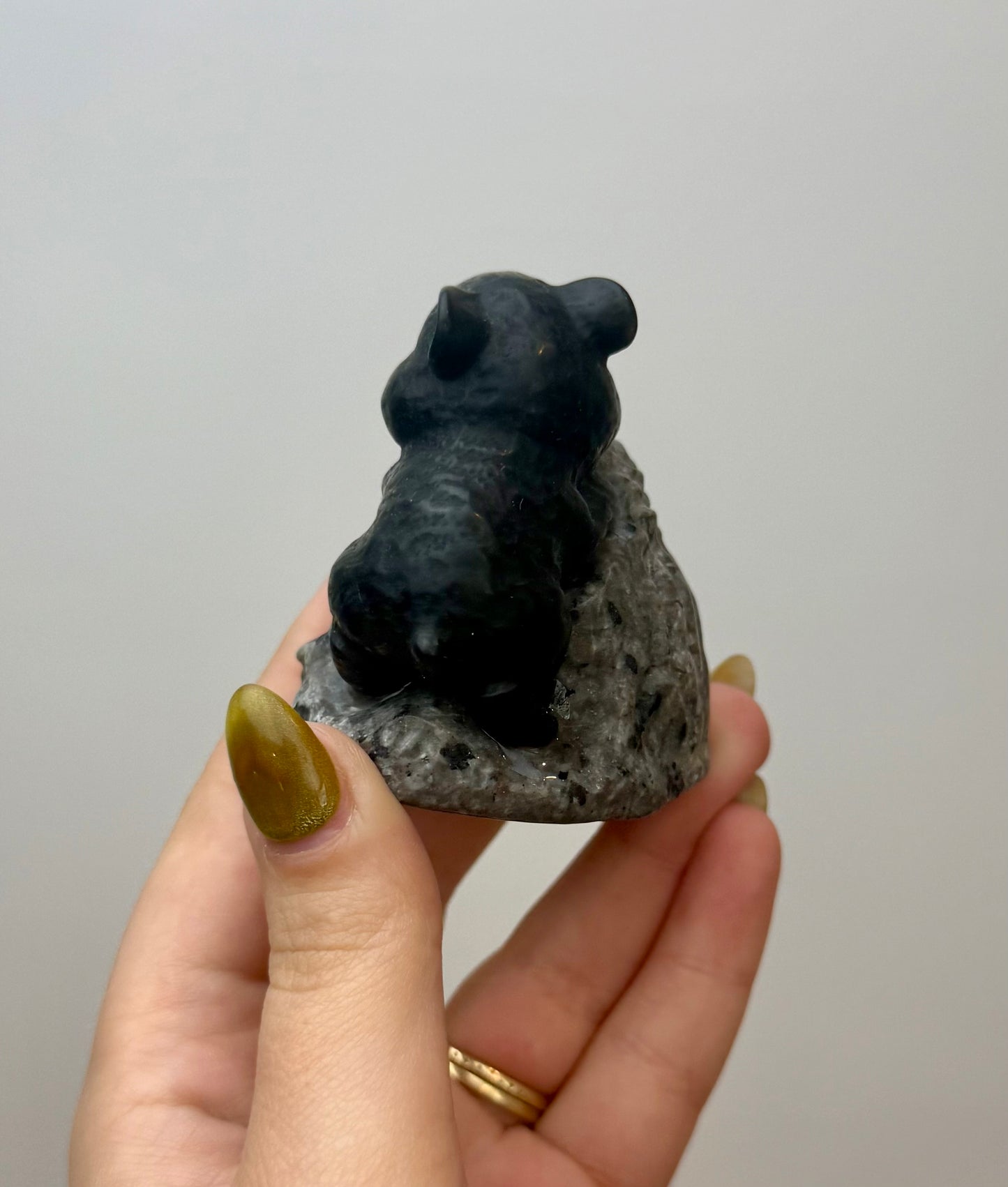Hamster with pinecone carving