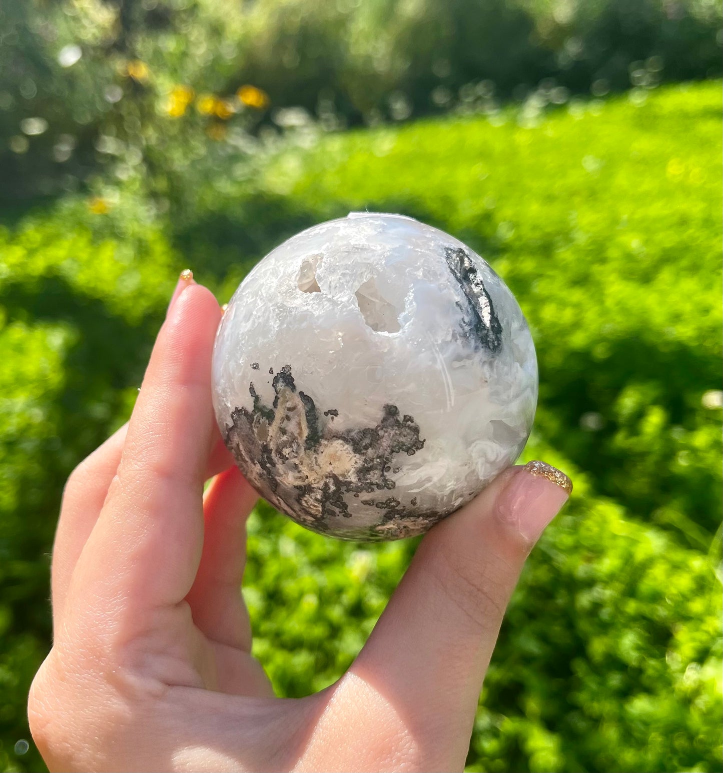 Moss agate sphere