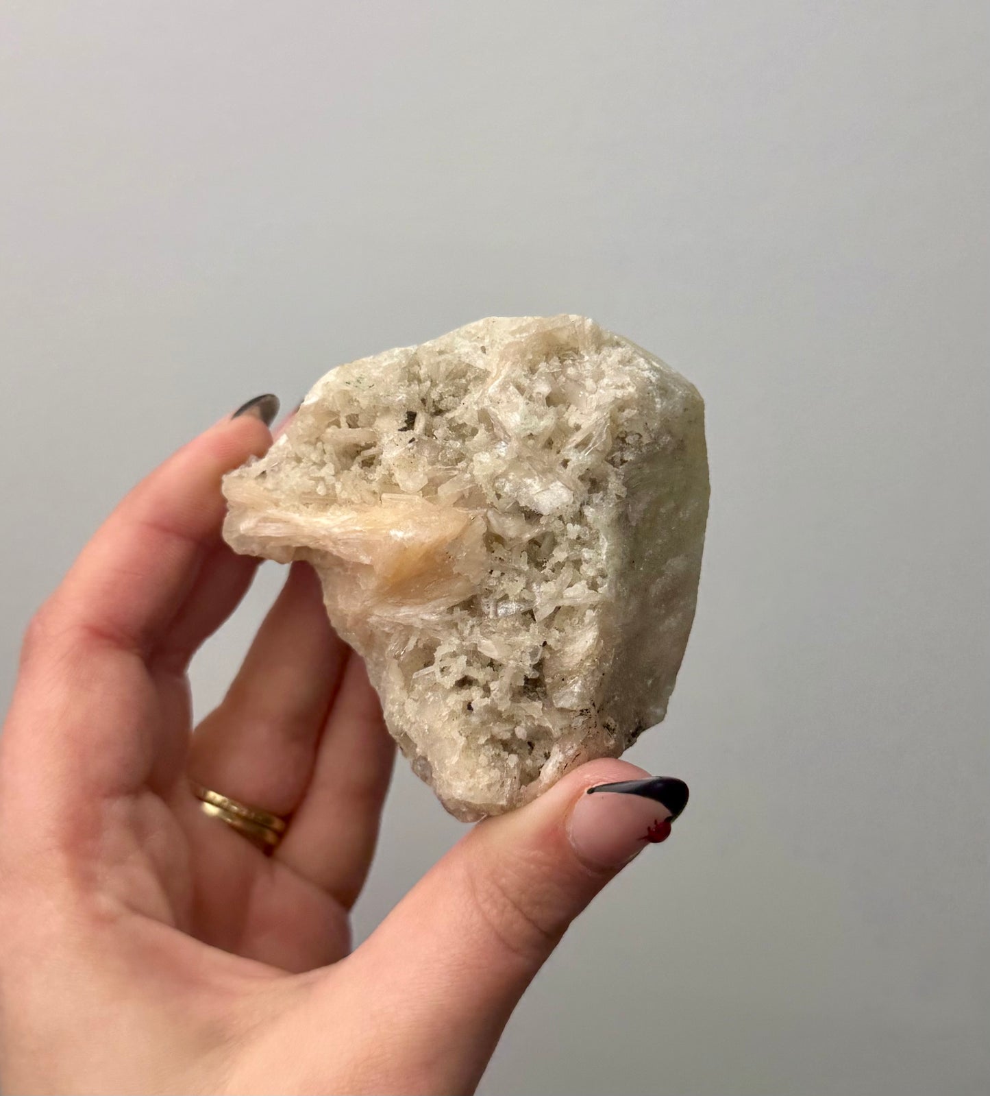 Peach stilbite specimen