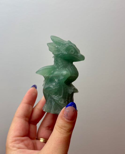 Green aventurine dragon carving