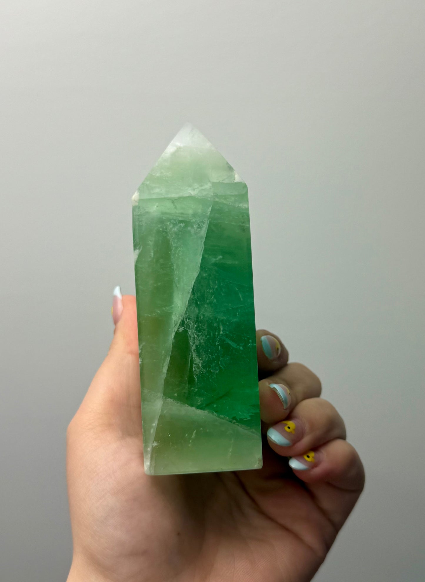 Half raw fluorite tower