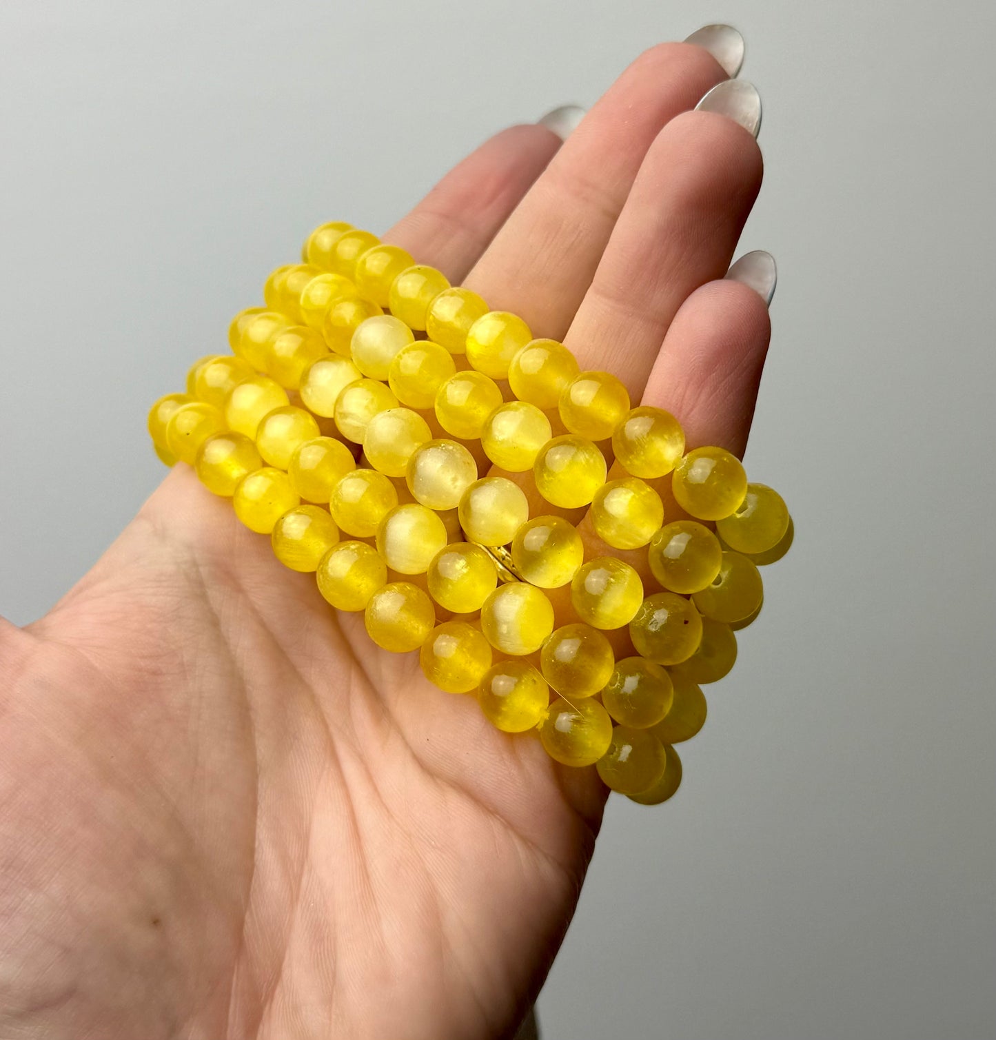 Dyed yellow satin spar bracelets