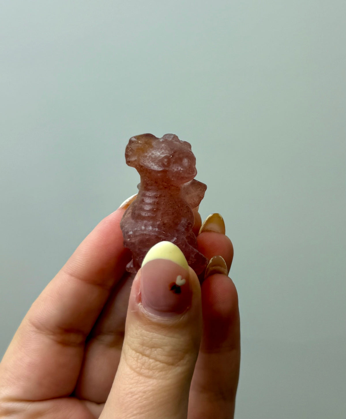 Strawberry Quartz dragon carving