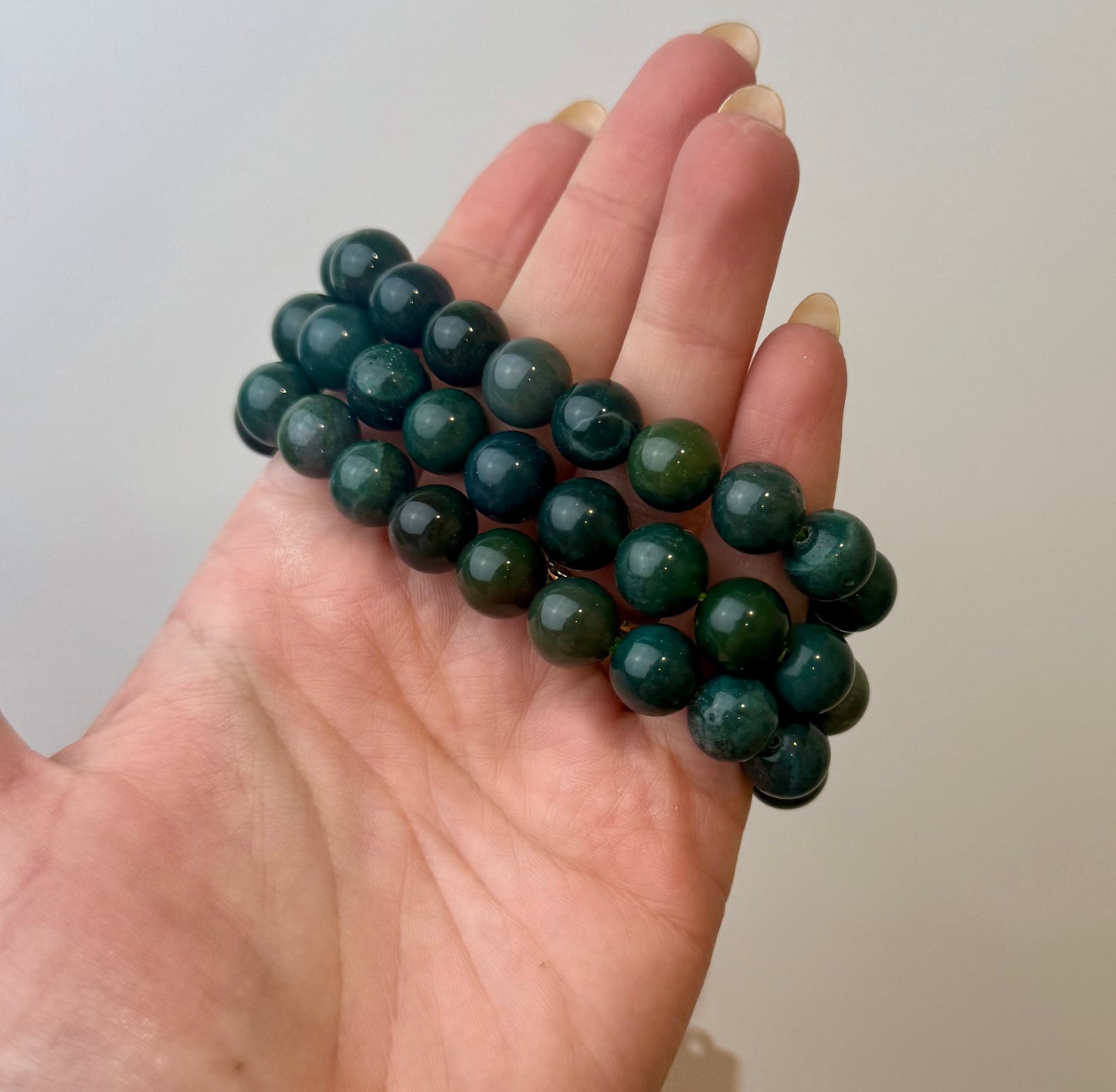Chunky moss agate bracelets 10-12mm
