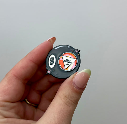 8 ball therapist enamel pin