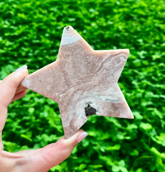 Pink amethyst star carvings