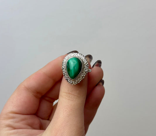 Malachite adjustable ring