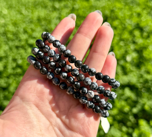 6mm snowflake obsidian bracelets