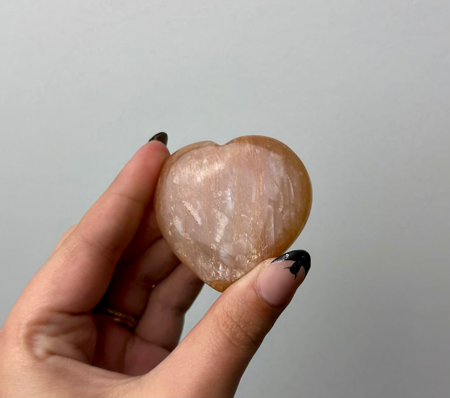 Peach moonstone heart carving