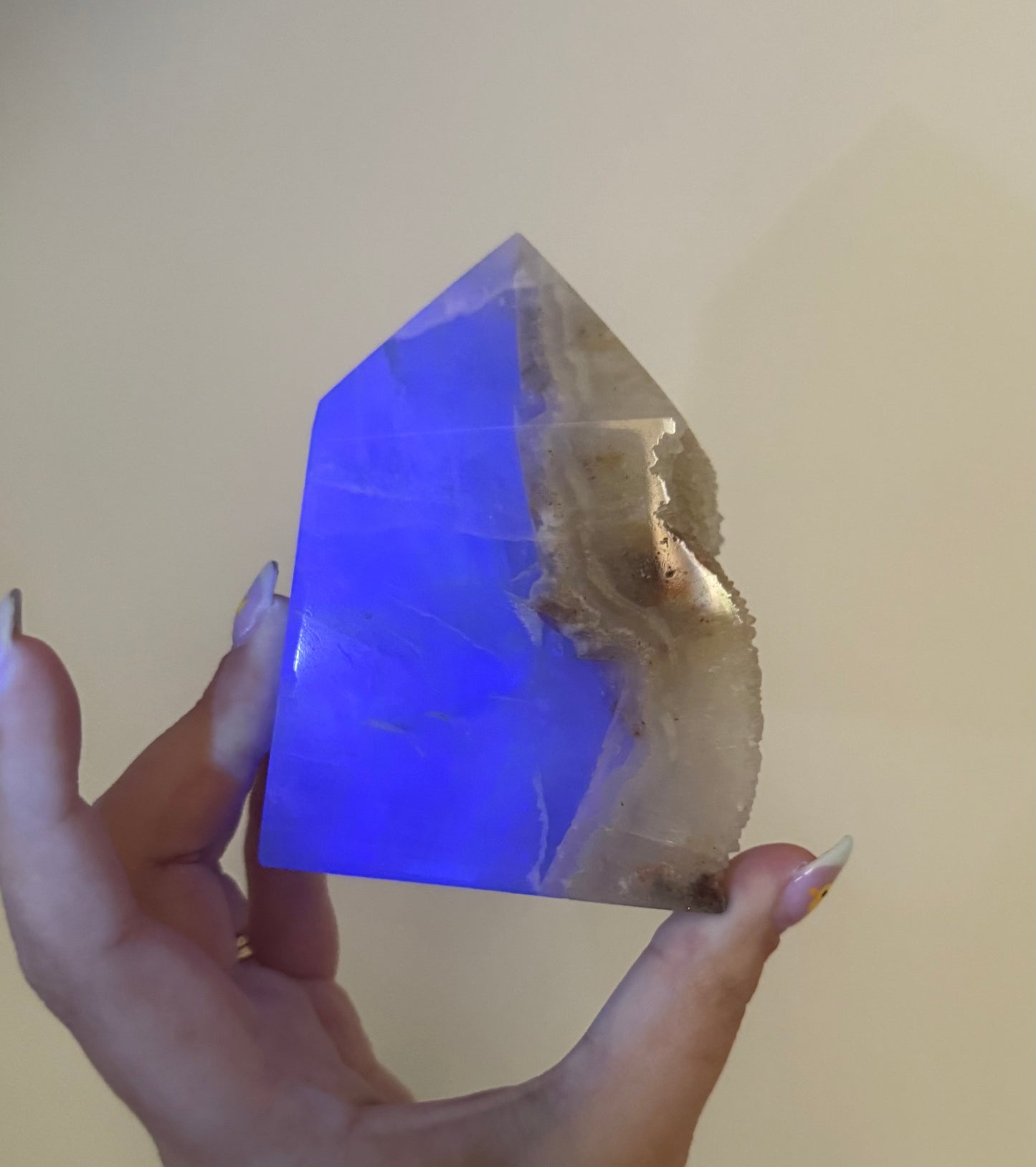 Half raw fluorite tower