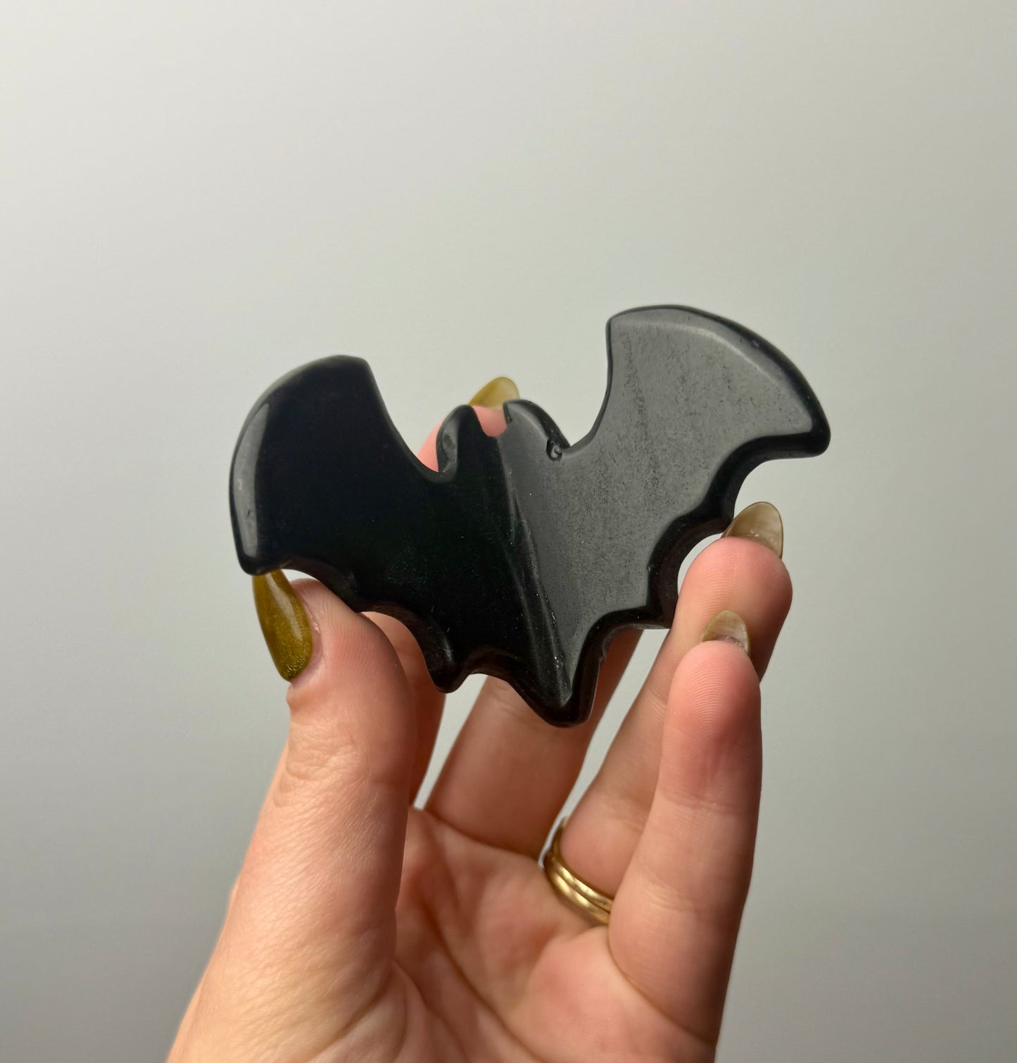 Obsidian 3D bat carving
