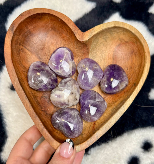 Amethyst heart carvings