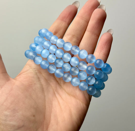 Dyed blue satin spar bracelets
