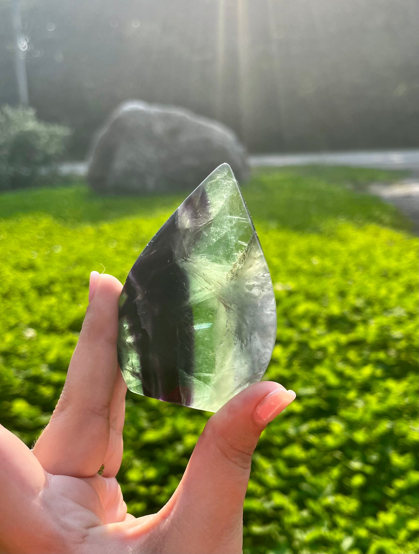 Feather fluorite tear freeform