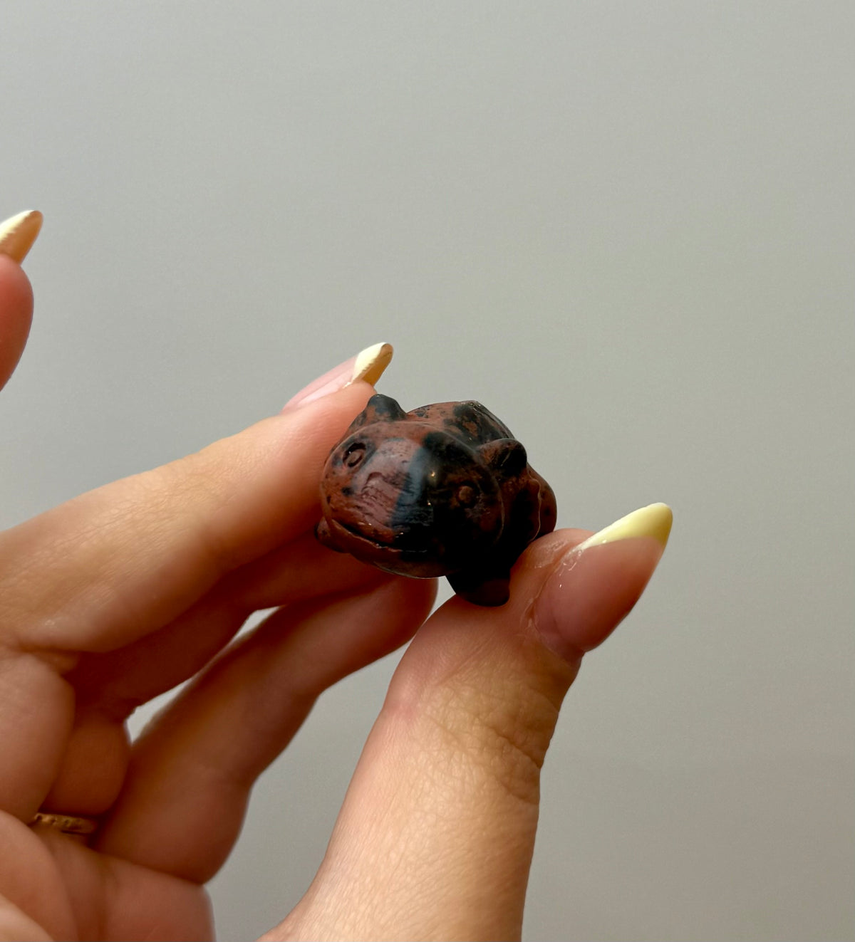 Mahogany Obsidian axolotl carving