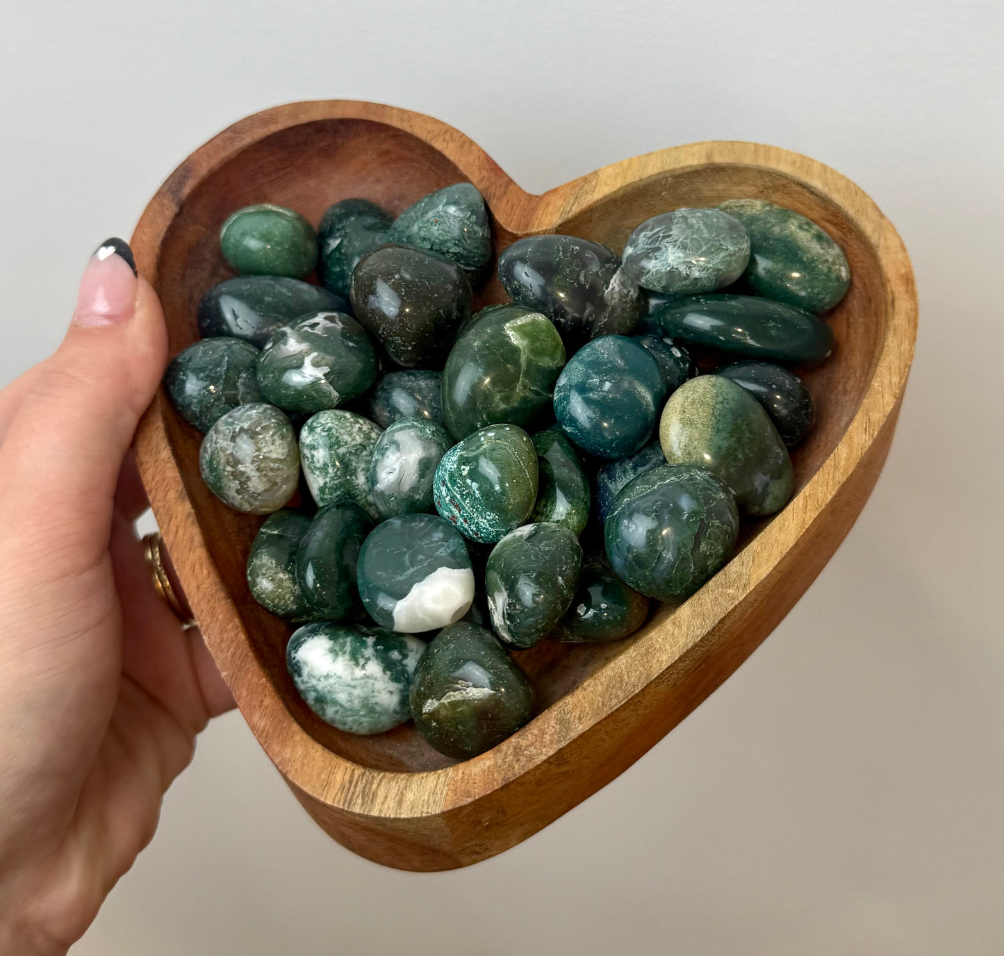 Moss agate tumbles
