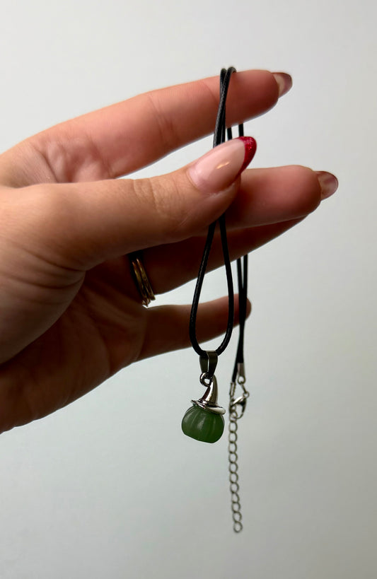 Green aventurine pumpkin necklace