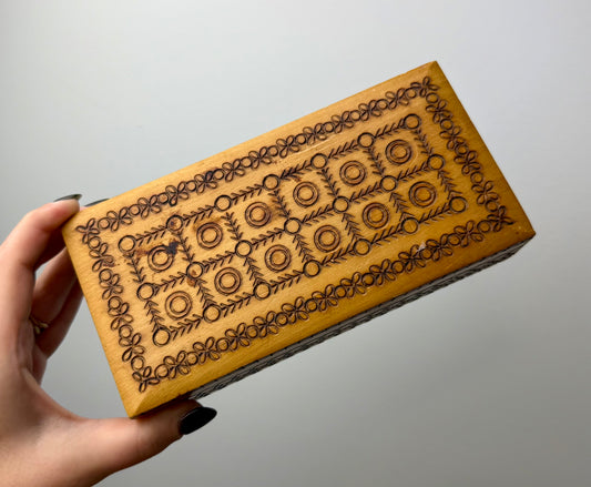 Wood burned trinket box thrifted find