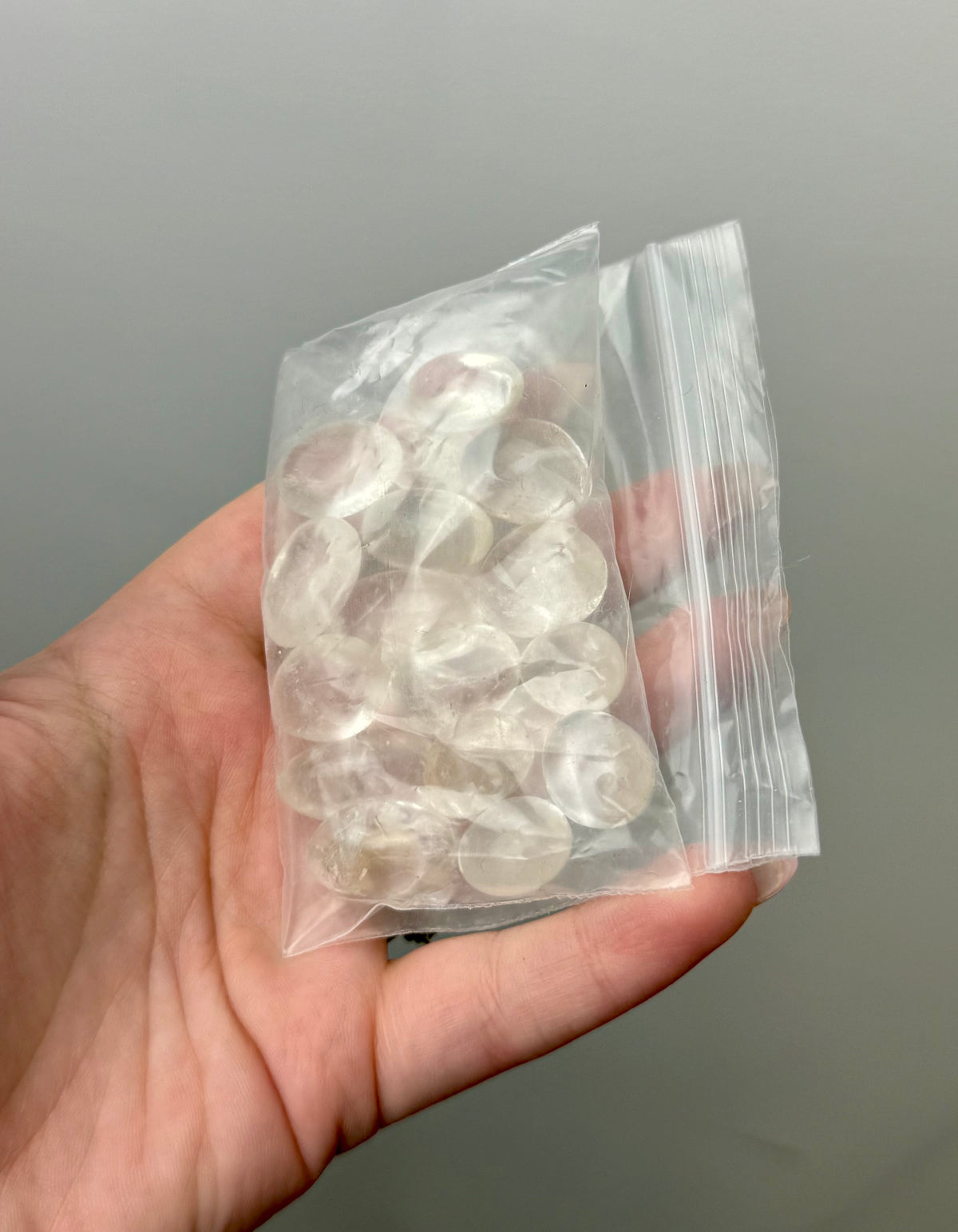Clear quartz pebble bags